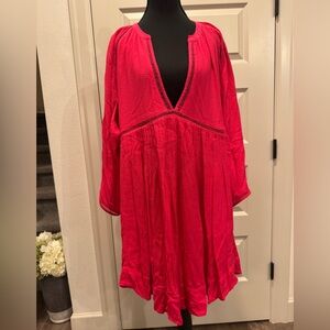 Vibrant pink V-Neck Dress